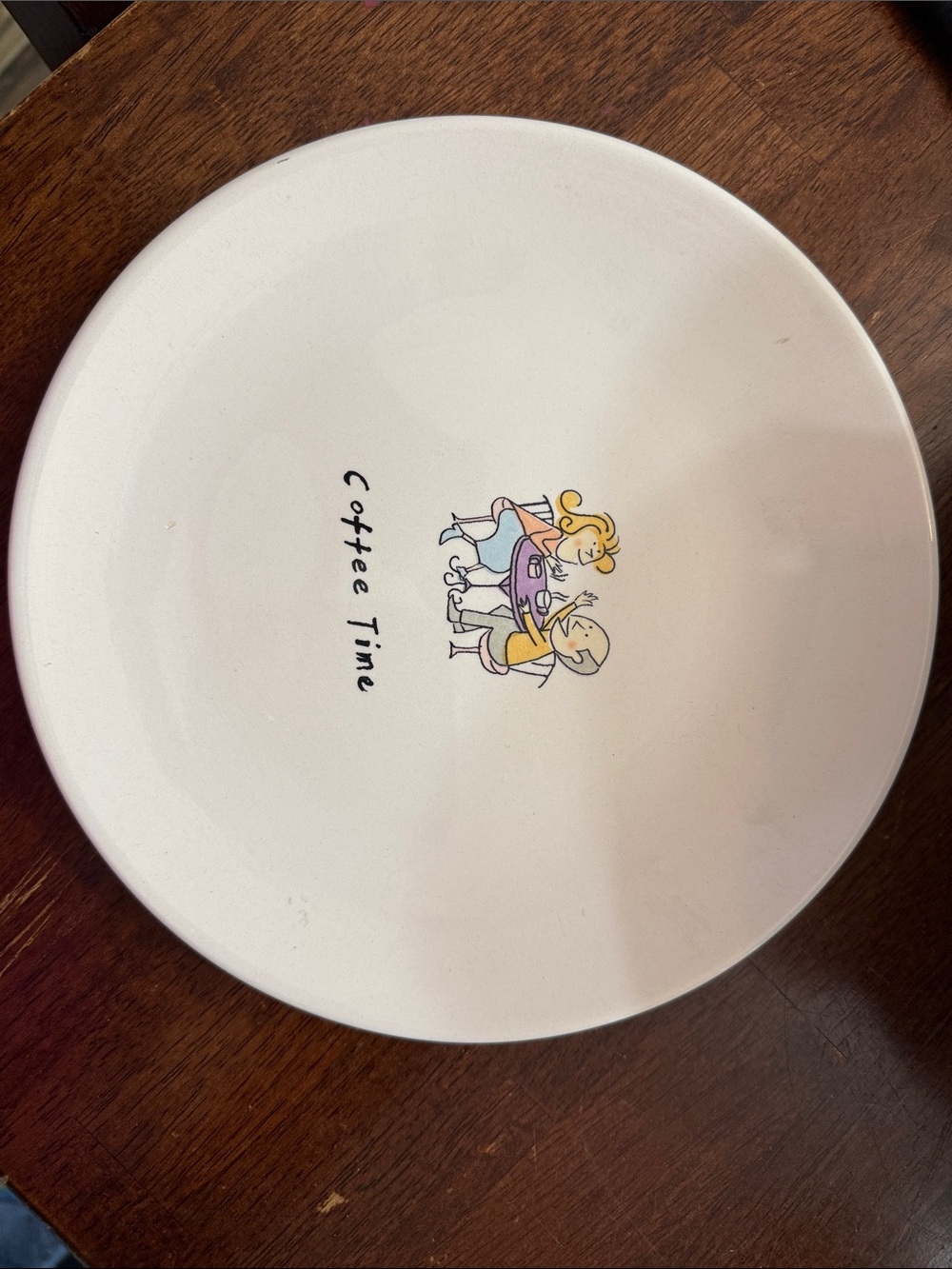 Coffee Time Decorative Ceramic Plate - White